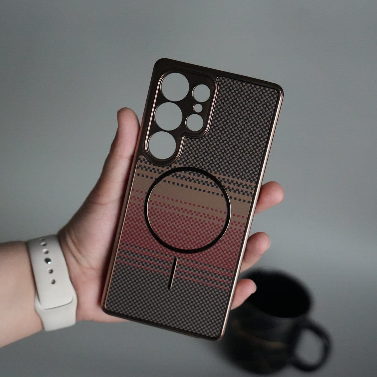 Galaxy S25 Ultra Carbon Design Mag Ring Case Slim Protective Cover
