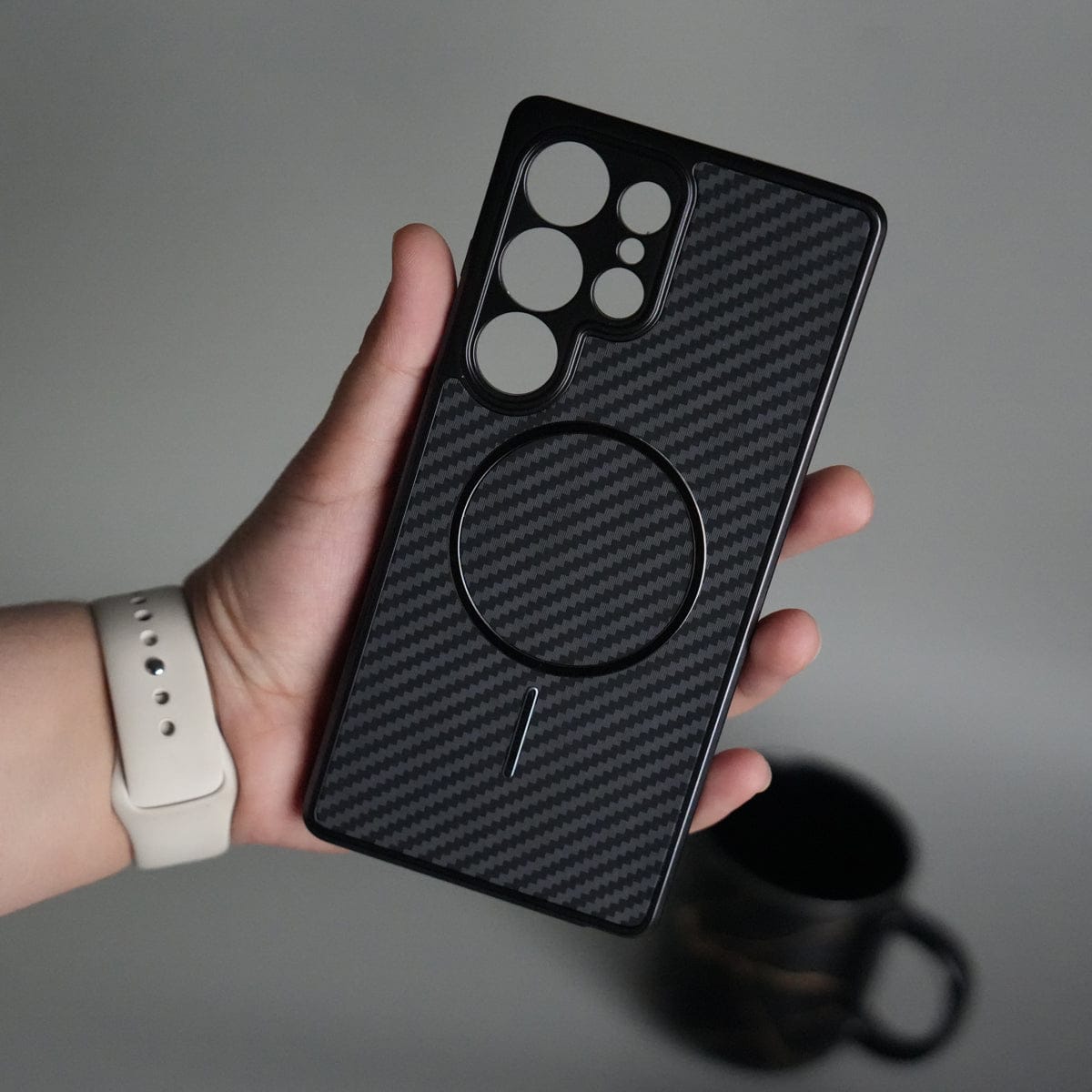 Galaxy S25 Ultra Carbon Design Mag Ring Case Slim Protective Cover