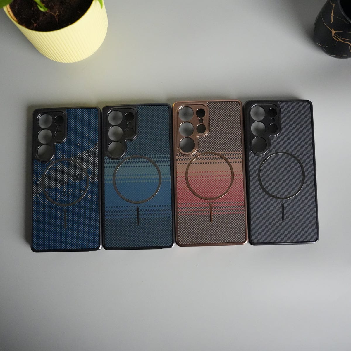 Galaxy S25 Ultra Carbon Design Mag Ring Case Slim Protective Cover