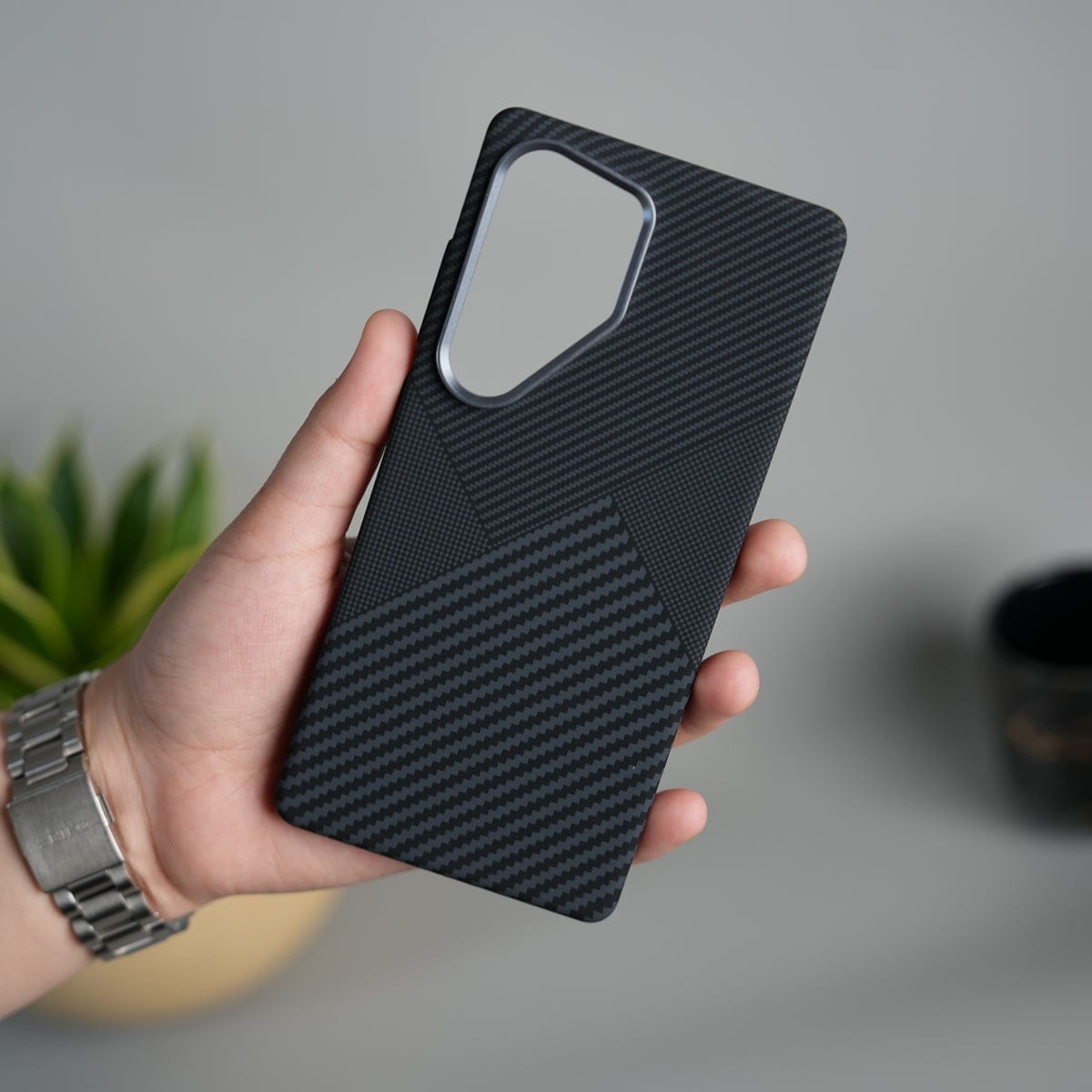 Galaxy S25 Ultra Carbon Fiber Texture Aramid Design Hard Pc MagSafe Cover | BlackMix Design