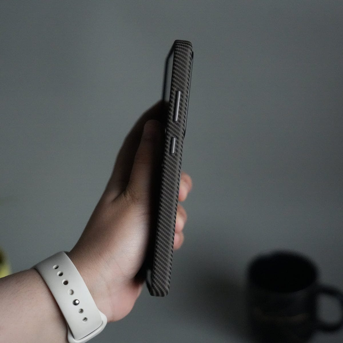 Galaxy S24 Ultra Carbon Fiber Texture Case with Metal Camera Frame & Rotating Ring Stand