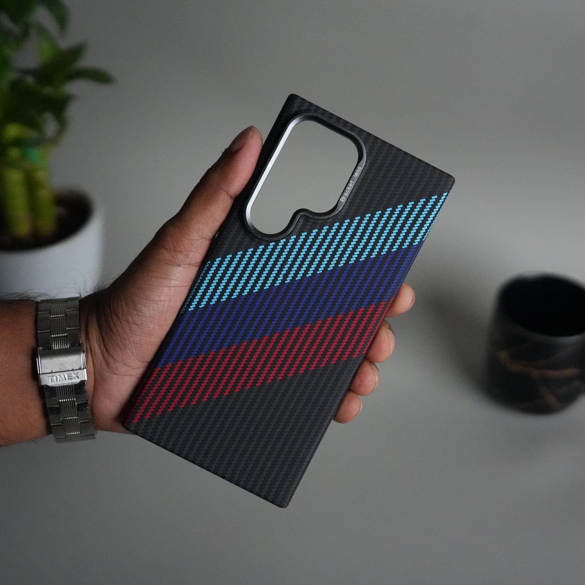 Galaxy S24 Ultra Carbon Fiber Texture Design Hard Pc MagSafe Case Cover MintBlueRed