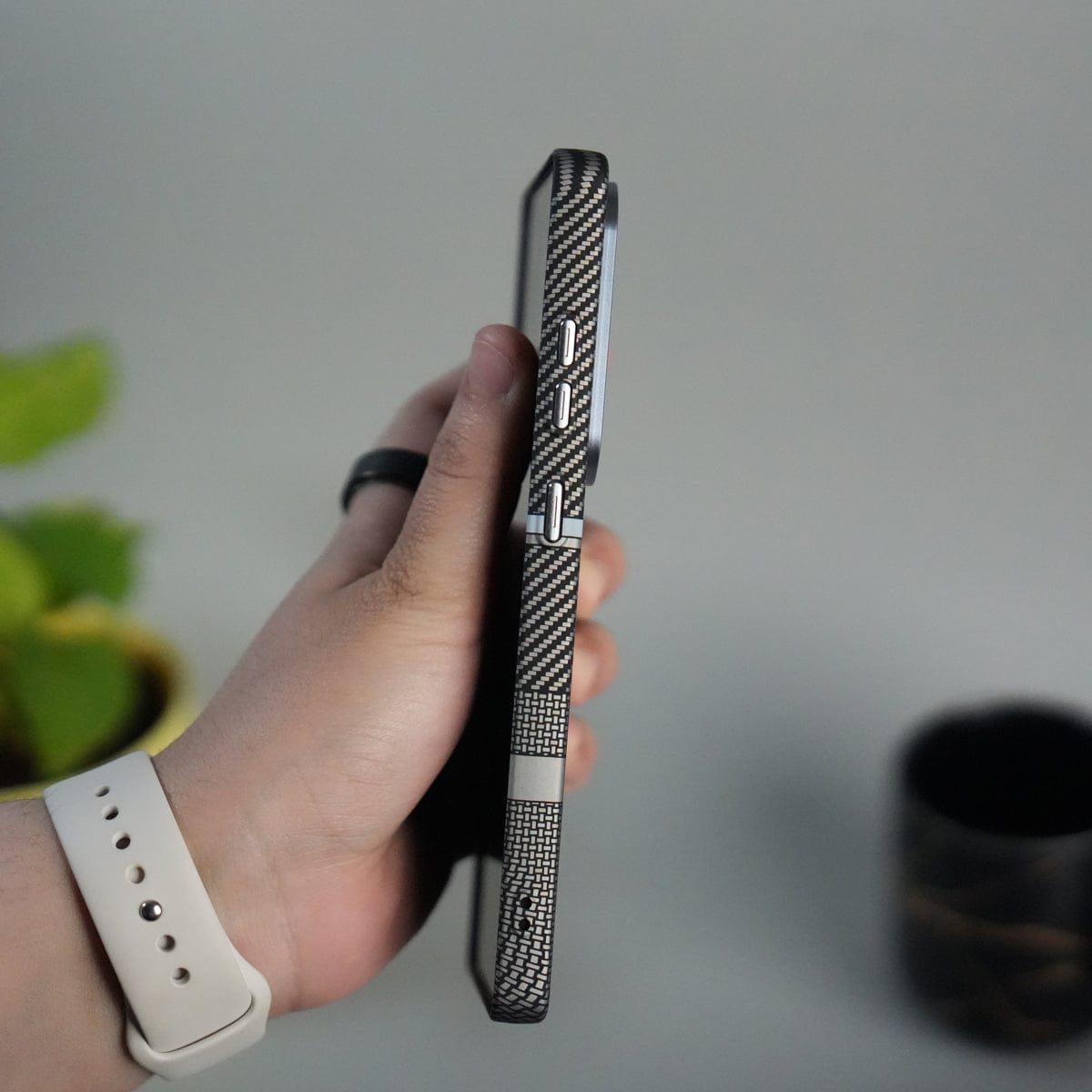 Galaxy S25 Ultra Carbon Fiber Texture Design Hard Pc MagSafe Case Cover MixLine Silver