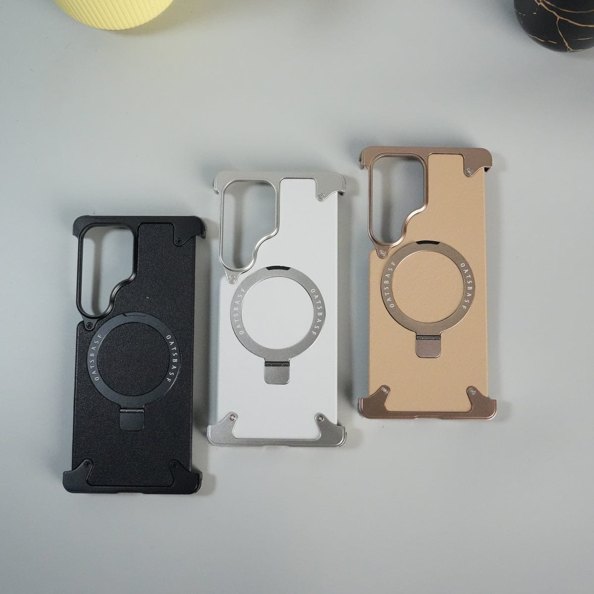 Galaxy S26 Ultra Leather Frameless Metal Kickstand Case