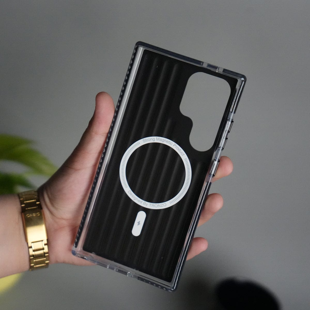 Galaxy S24 Ultra MagSafe Suitcase Design Cover | Shockproof Ribbed Back Cover