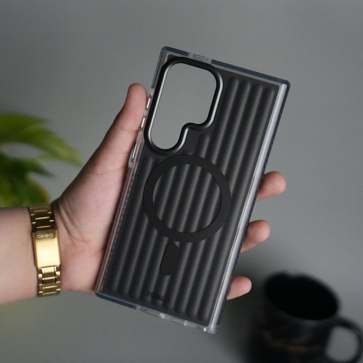Galaxy S24 Ultra MagSafe Suitcase Design Cover | Shockproof Ribbed Back Cover