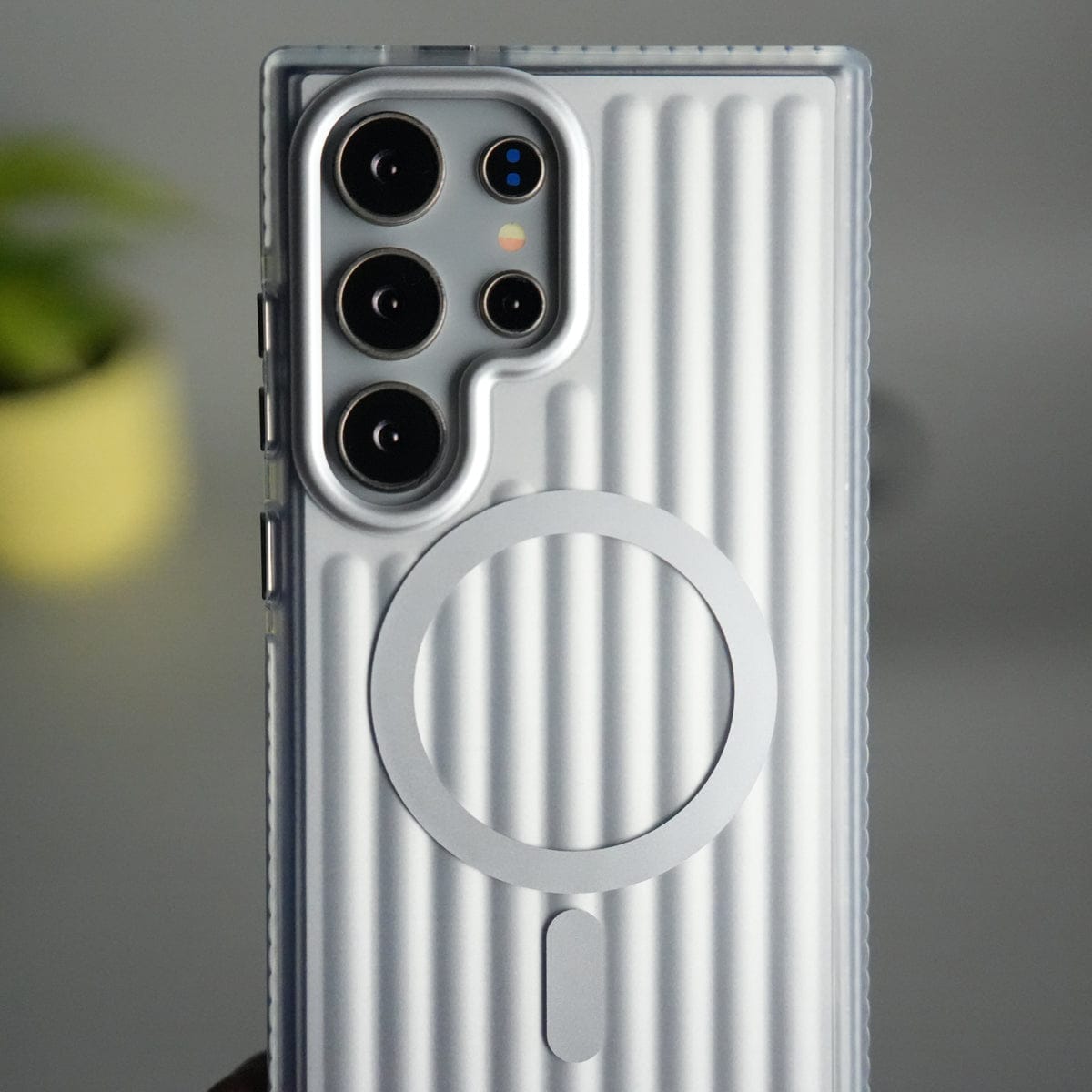 Galaxy S24 Ultra MagSafe Suitcase Design Cover | Shockproof Ribbed Back Cover