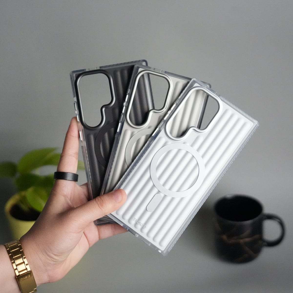 Galaxy S24 Ultra MagSafe Suitcase Design Cover | Shockproof Ribbed Back Cover
