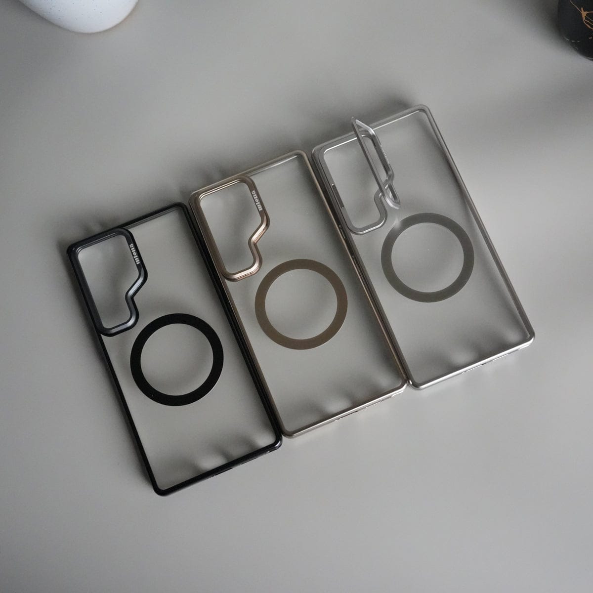 Galaxy S25 Ultra Metal Camera Kickstand Case | Clear Shockproof Cover with Magnetic Ring