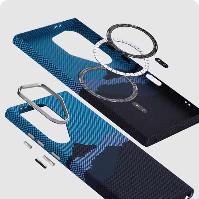 Samsung Galaxy S24 Ultra Carbon Fiber Texture Aramid Design Hard Pc MagSafe Case Cover