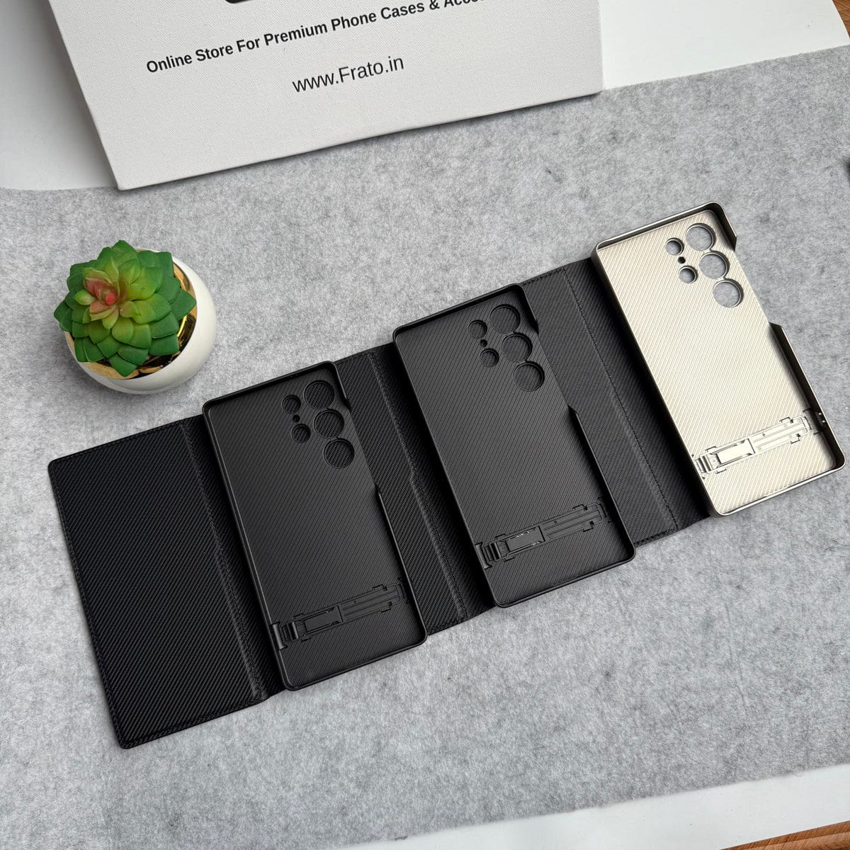 Samsung Galaxy S26 Ultra Flip Leather Bracket Card Holder Kick Stand Case