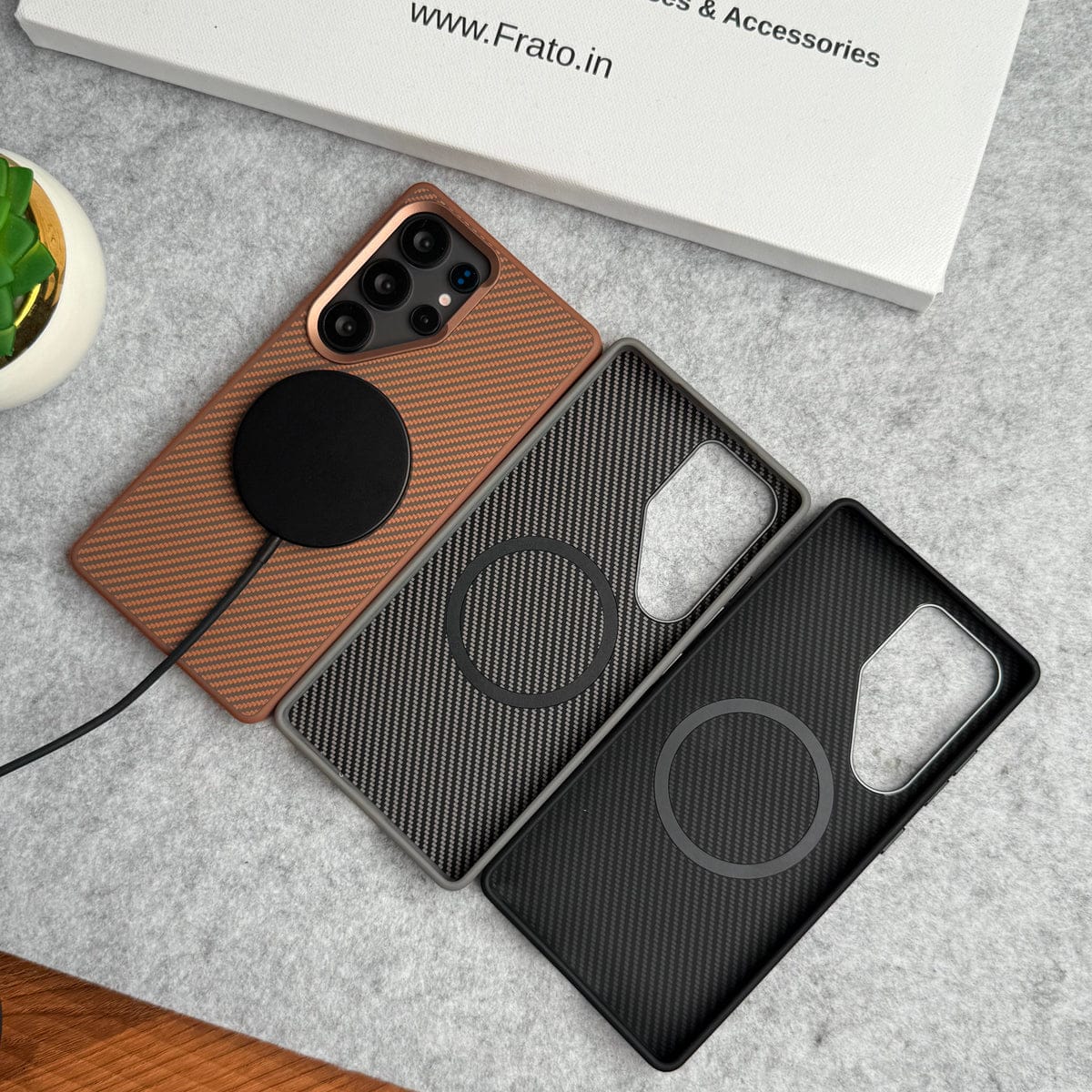 Samsung Galaxy S25 Ultra Metal Camera Ring Carbon Fiber Design MagSafe Cover