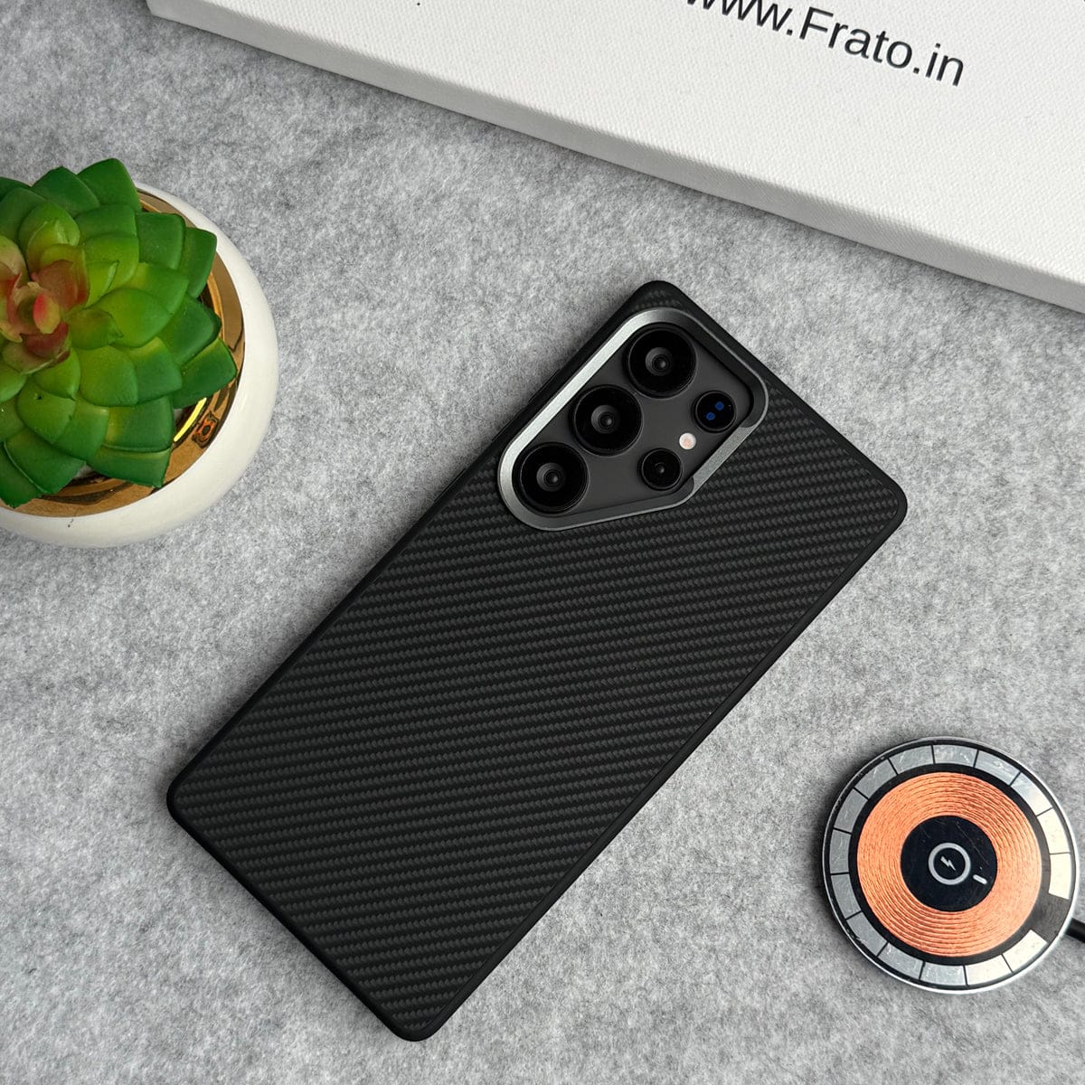 Samsung Galaxy S25 Ultra Metal Camera Ring Carbon Fiber Design MagSafe Cover