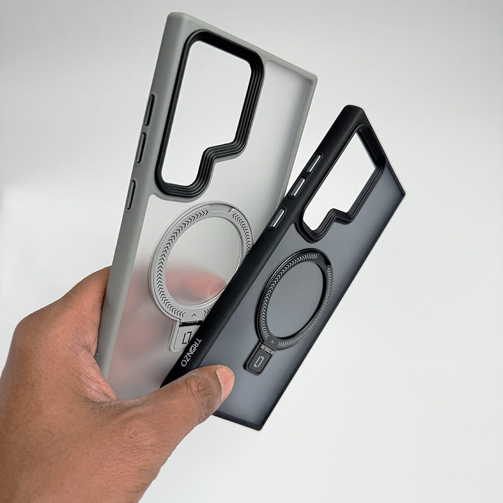 Samsung Galaxy S25 Ultra Smoke Frosted Case With Metal Stand
