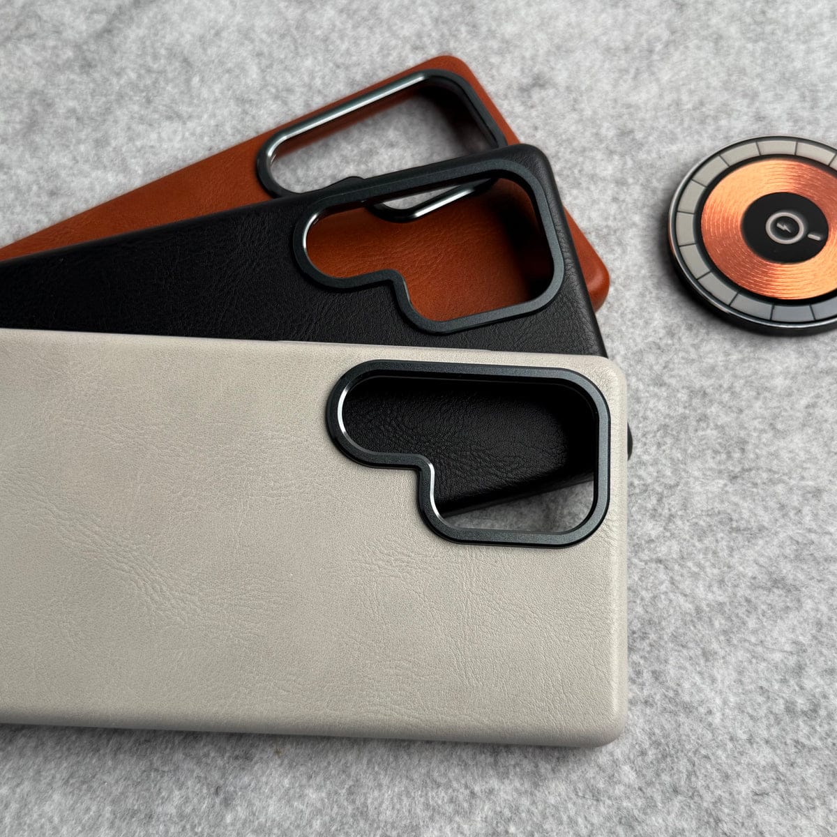 Samsung Galaxy S23 Ultra Texture Leather Camera Bumper MagSafe Cover