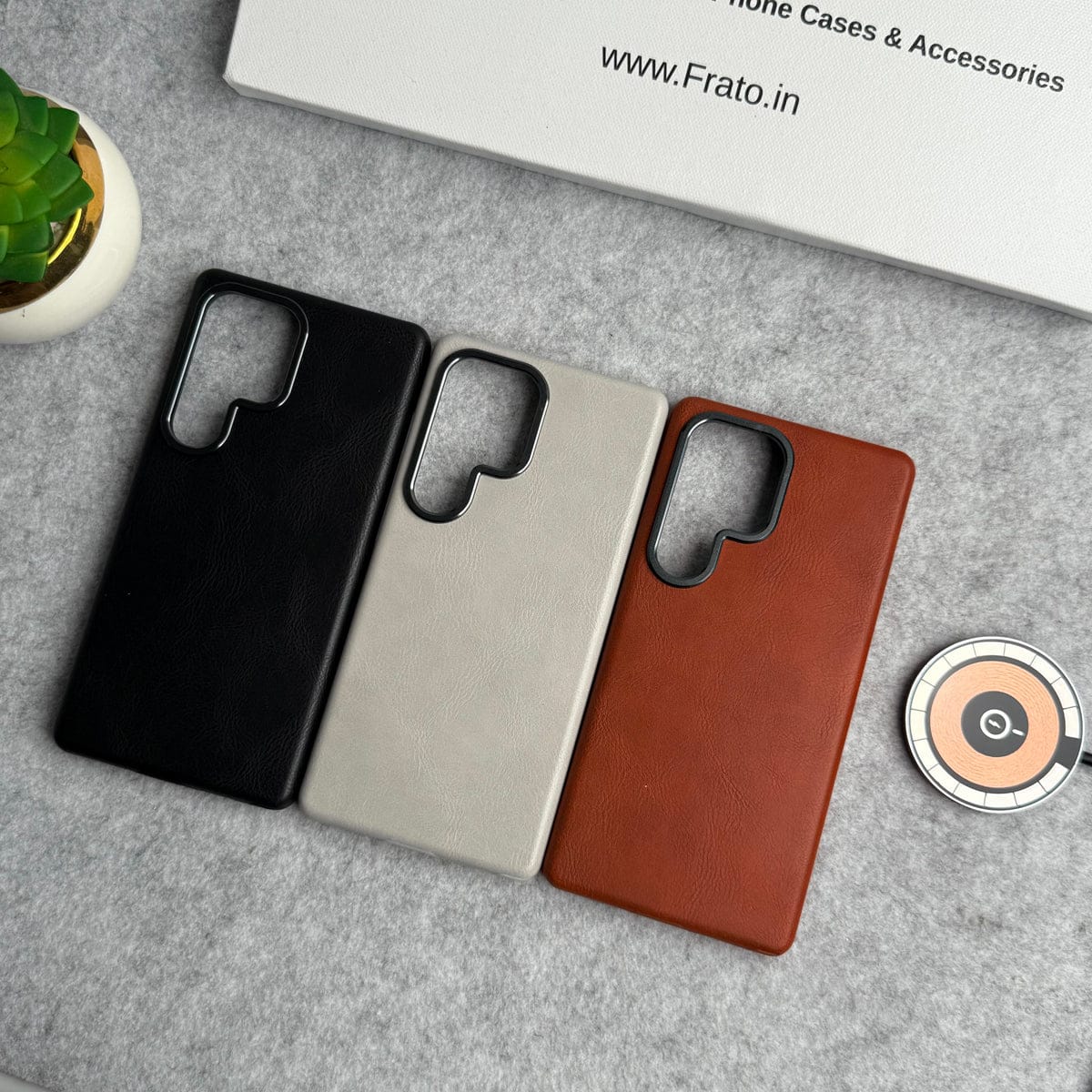 Samsung Galaxy S24 Ultra Texture Leather Camera Bumper MagSafe Cover