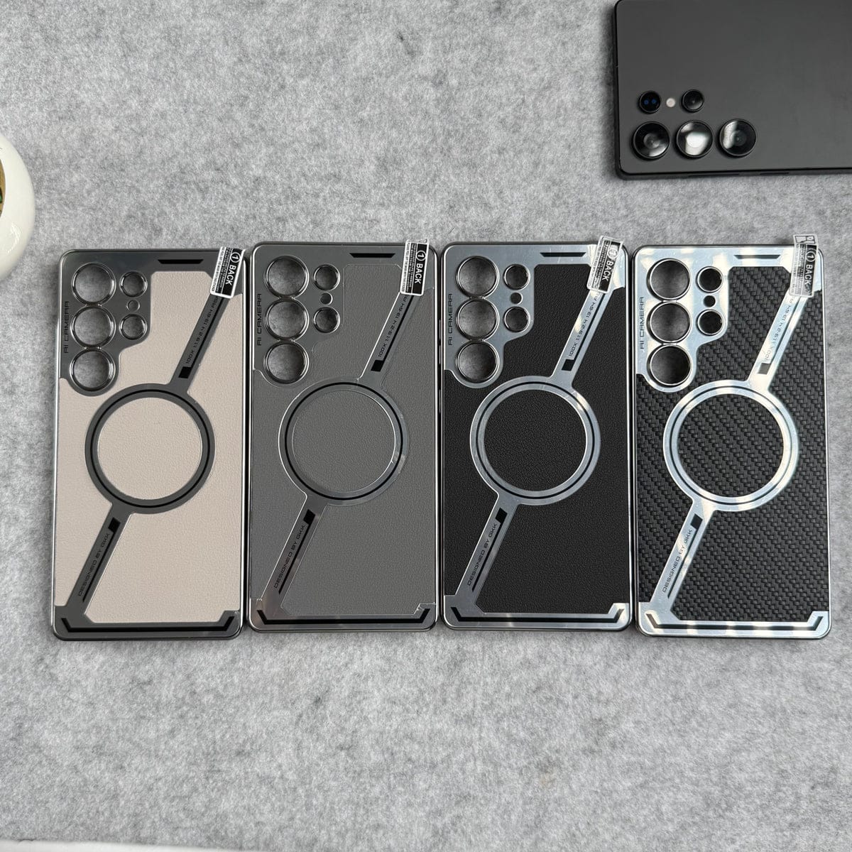 Samsung Galaxy S25 Ultra Z Shape Electroplated Magnetic PU Leather Wireless Charging Case Cover