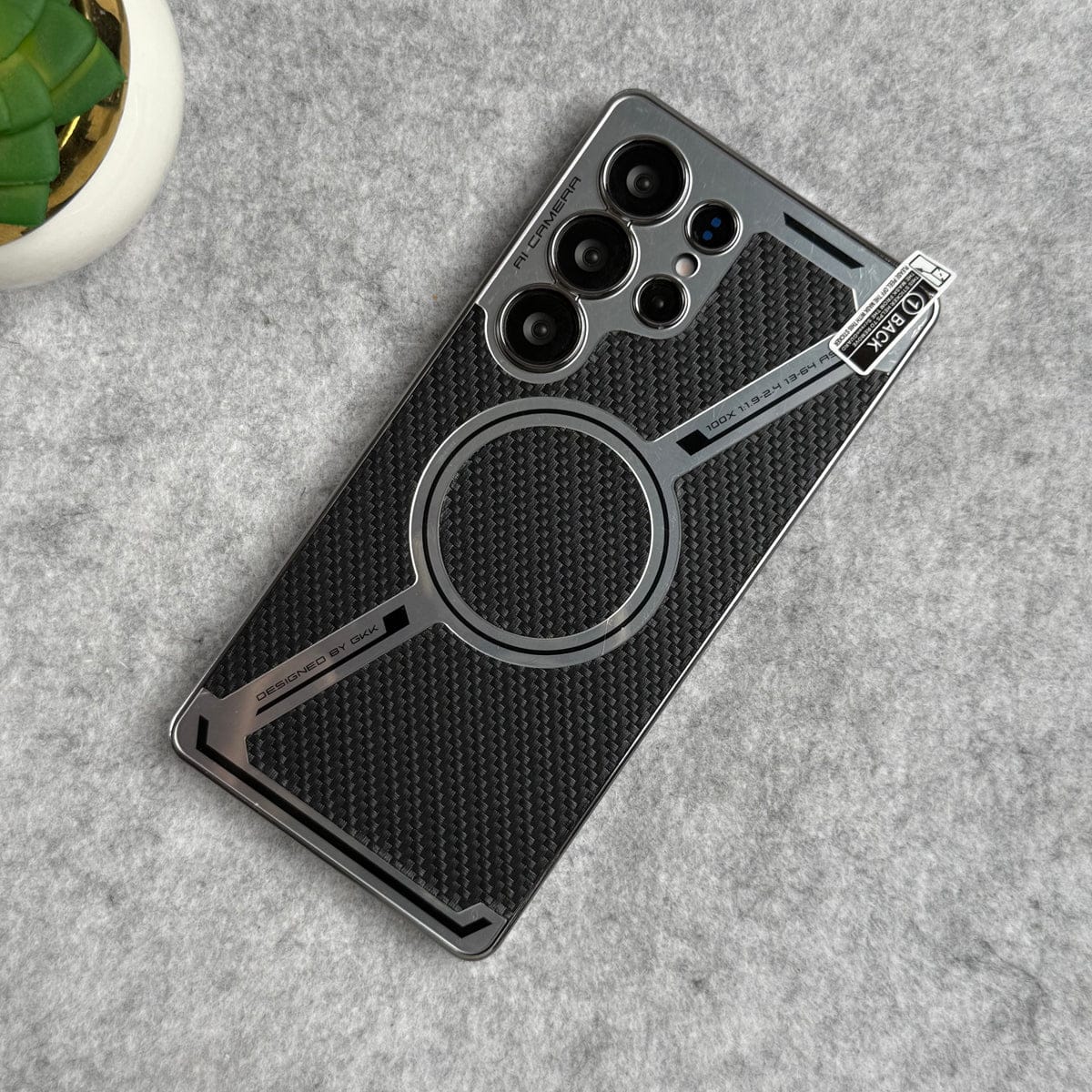Samsung Galaxy S25 Ultra Z Shape Electroplated Magnetic PU Leather Wireless Charging Case Cover