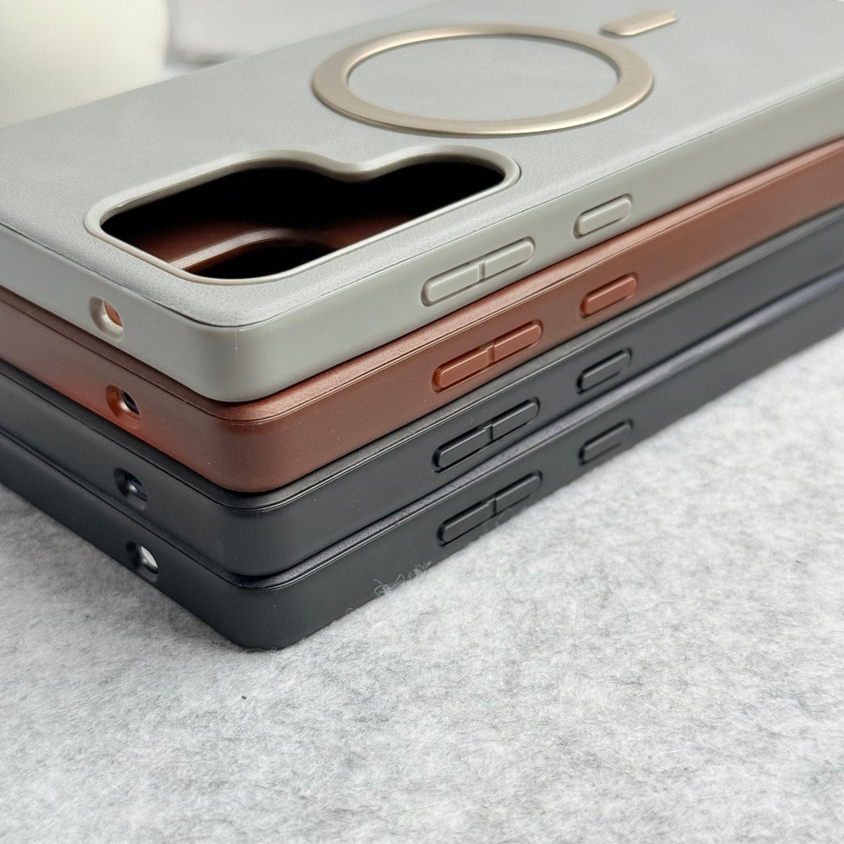 Samsung Galaxy Ultra Series Premium PU Leather Metal MagSafe Ring Case