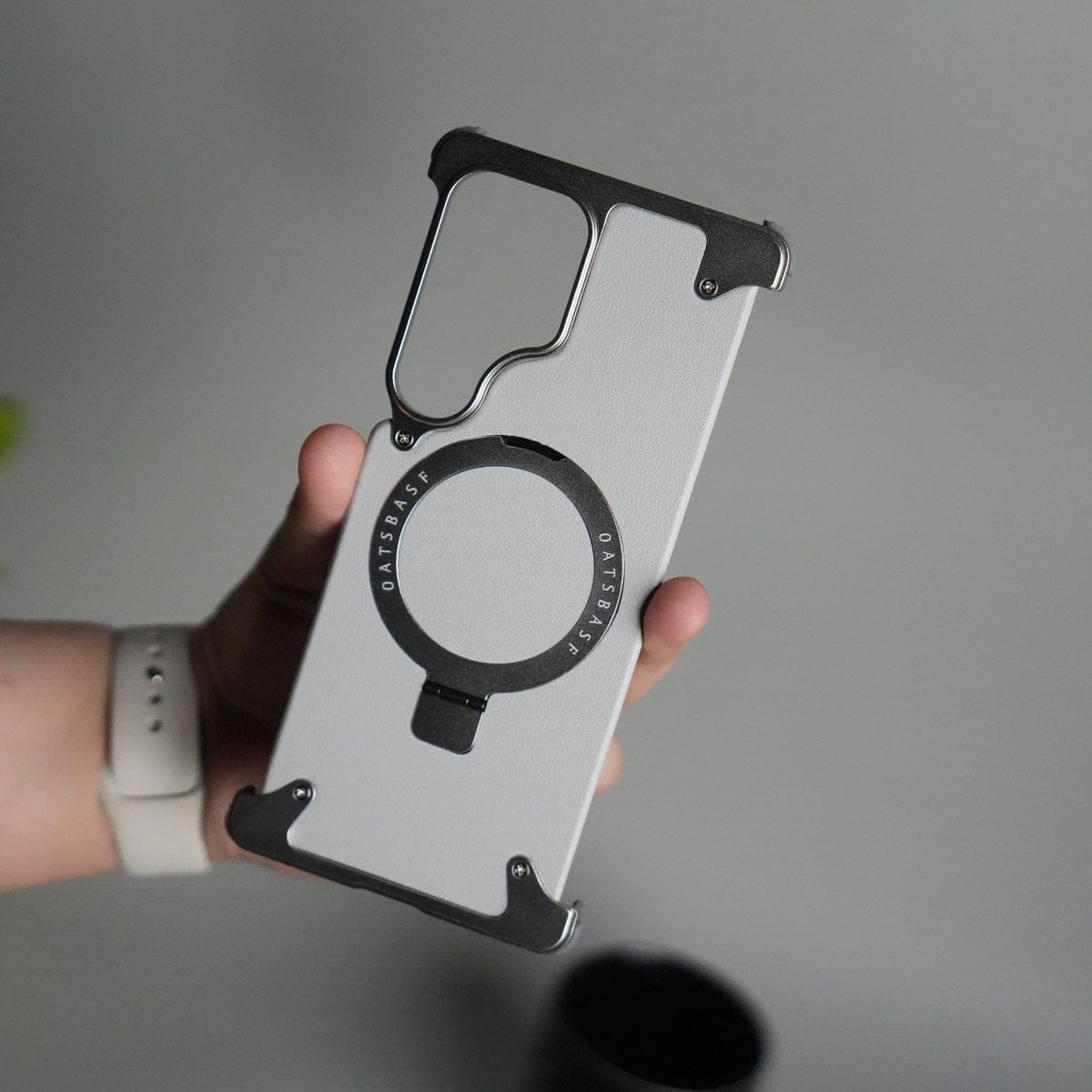 Galaxy S26 Ultra Leather Frameless Metal Kickstand Case