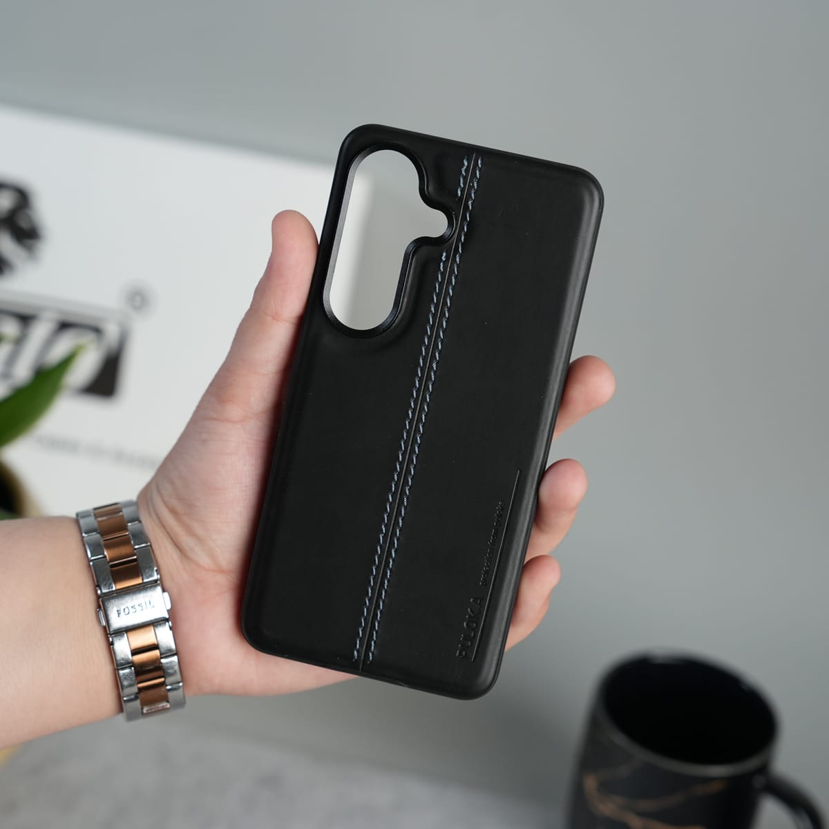 Galaxy S26 Leather Case | Classic Middle Stitched PU Back Cover