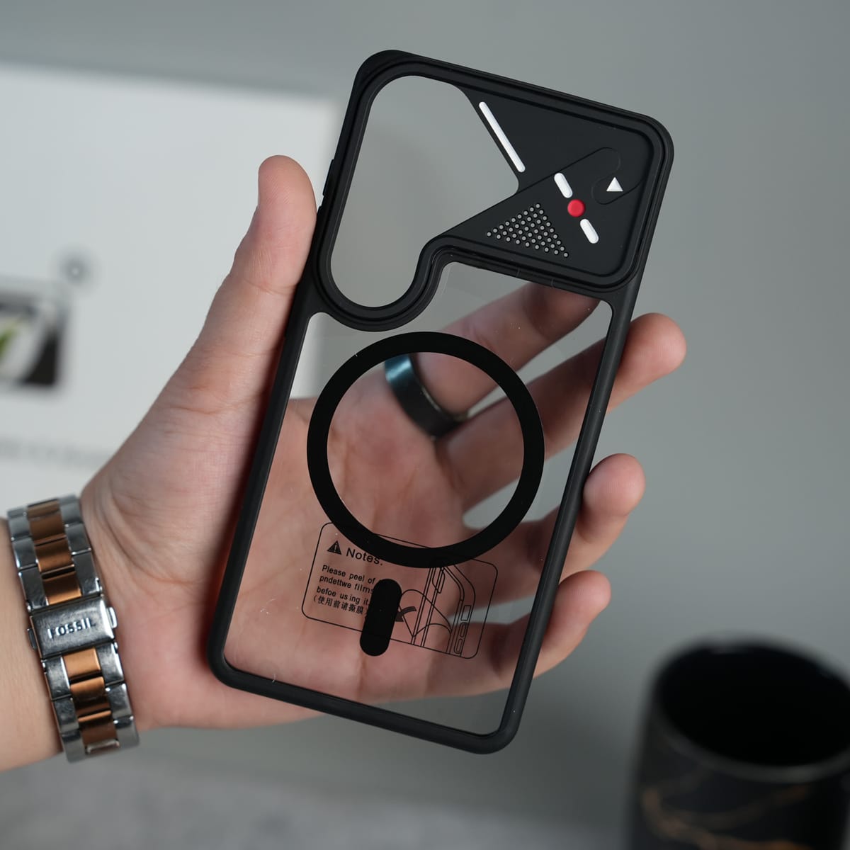 Galaxy S26 Transparent MagSafe Geometric Rubber Case