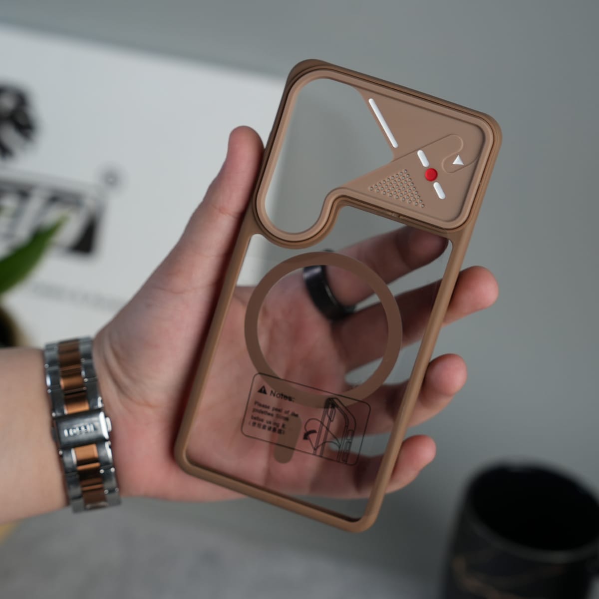 Galaxy S26 Transparent MagSafe Geometric Rubber Case