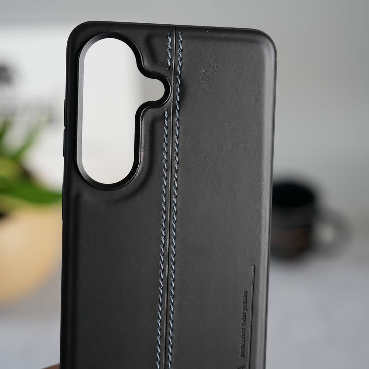 Galaxy S26 Leather Case | Classic Middle Stitched PU Back Cover