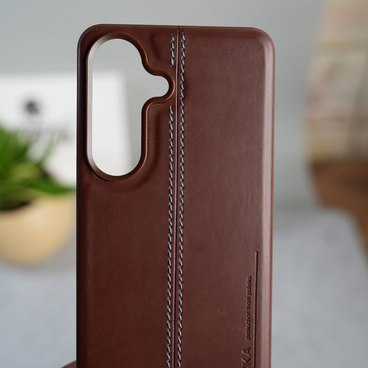Galaxy S26 Leather Case | Classic Middle Stitched PU Back Cover