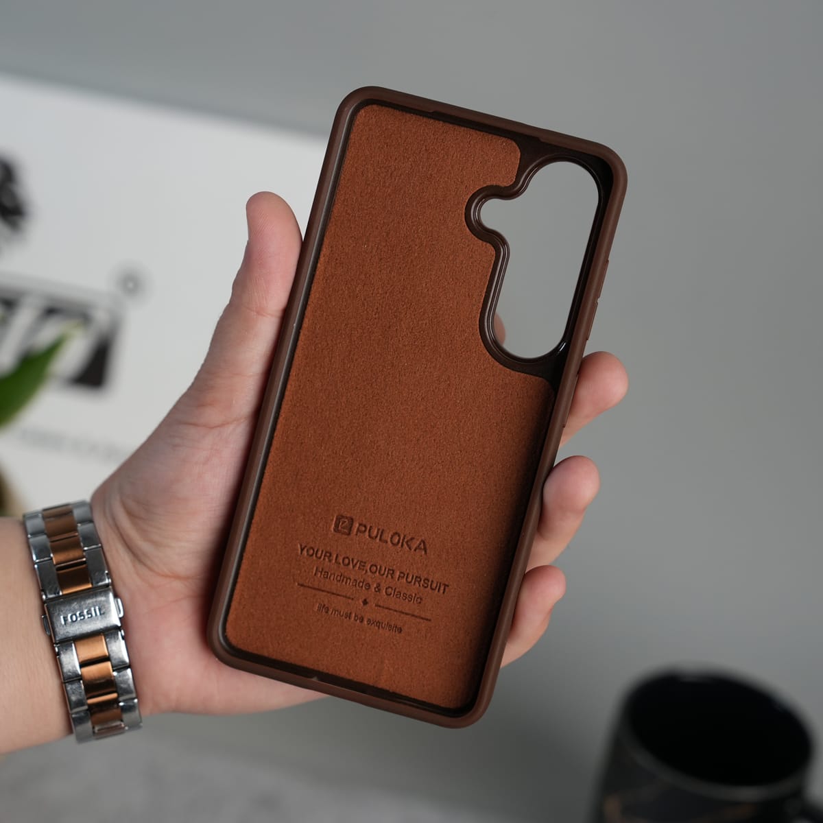 Galaxy S26 Leather Case | Classic Middle Stitched PU Back Cover