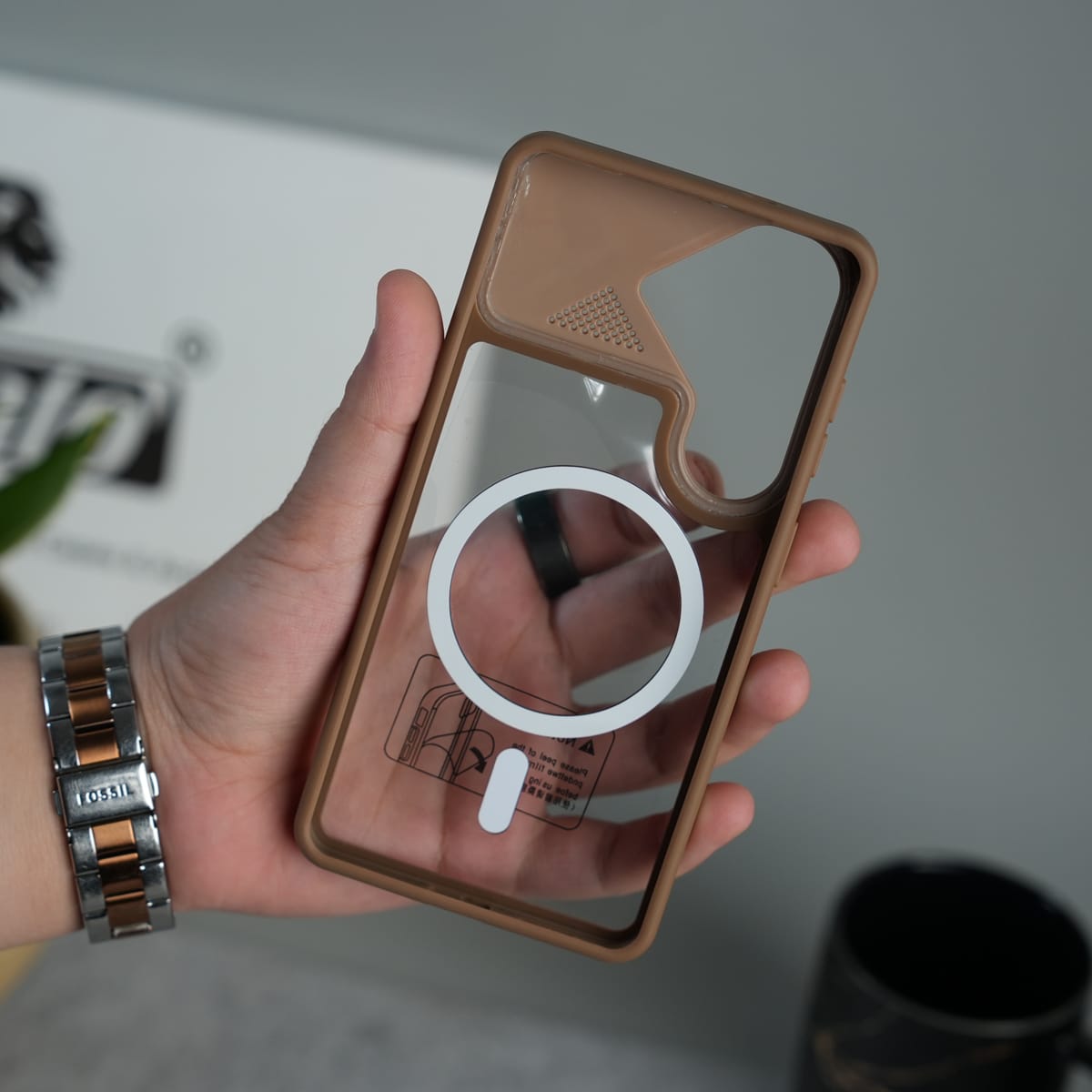Galaxy S26 Transparent MagSafe Geometric Rubber Case