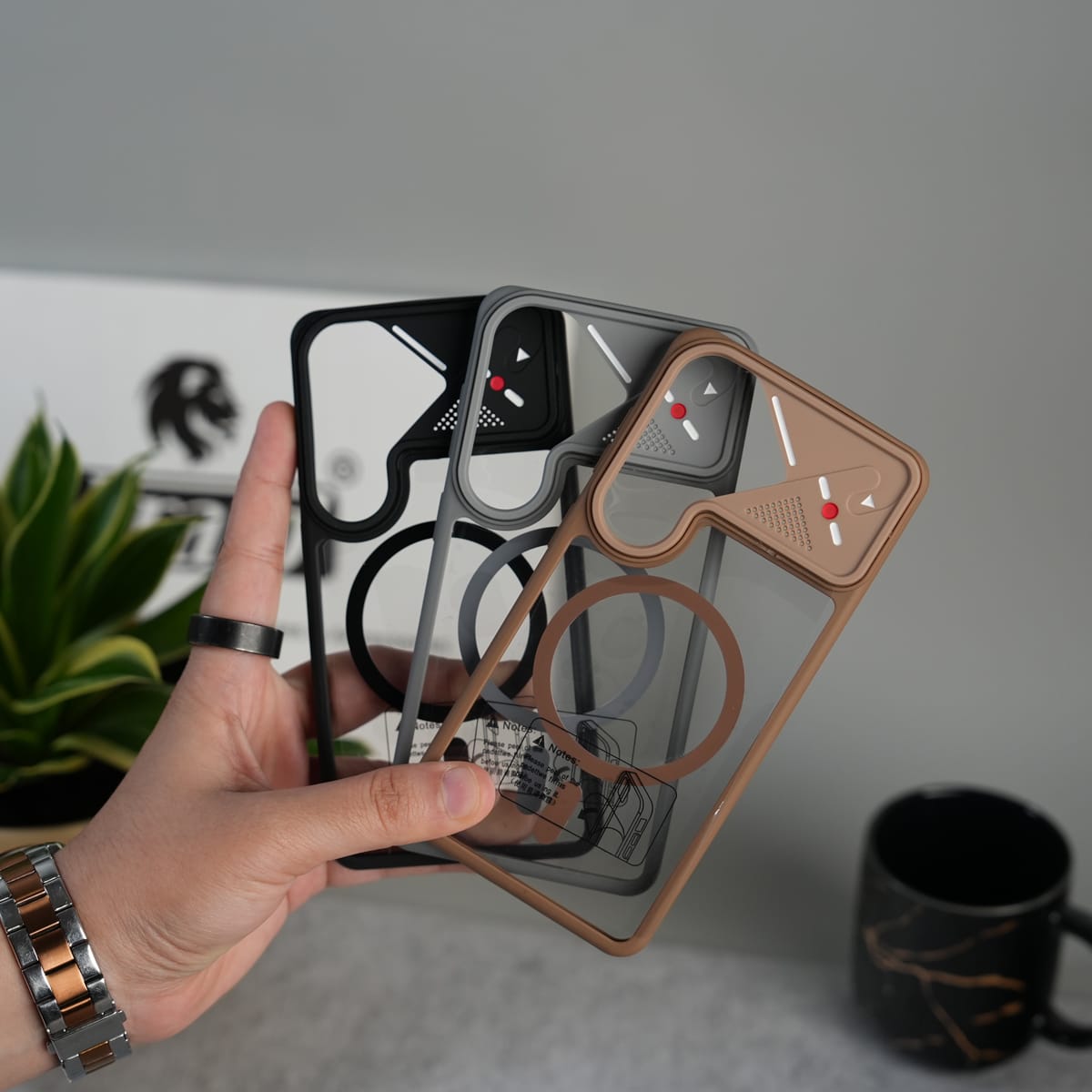 Galaxy S26 Transparent MagSafe Geometric Rubber Case