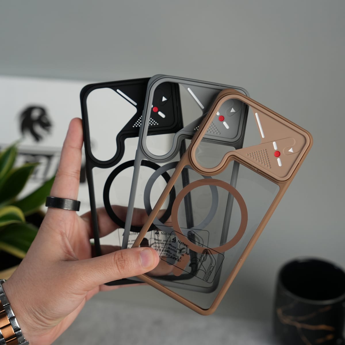Galaxy S26 Transparent MagSafe Geometric Rubber Case