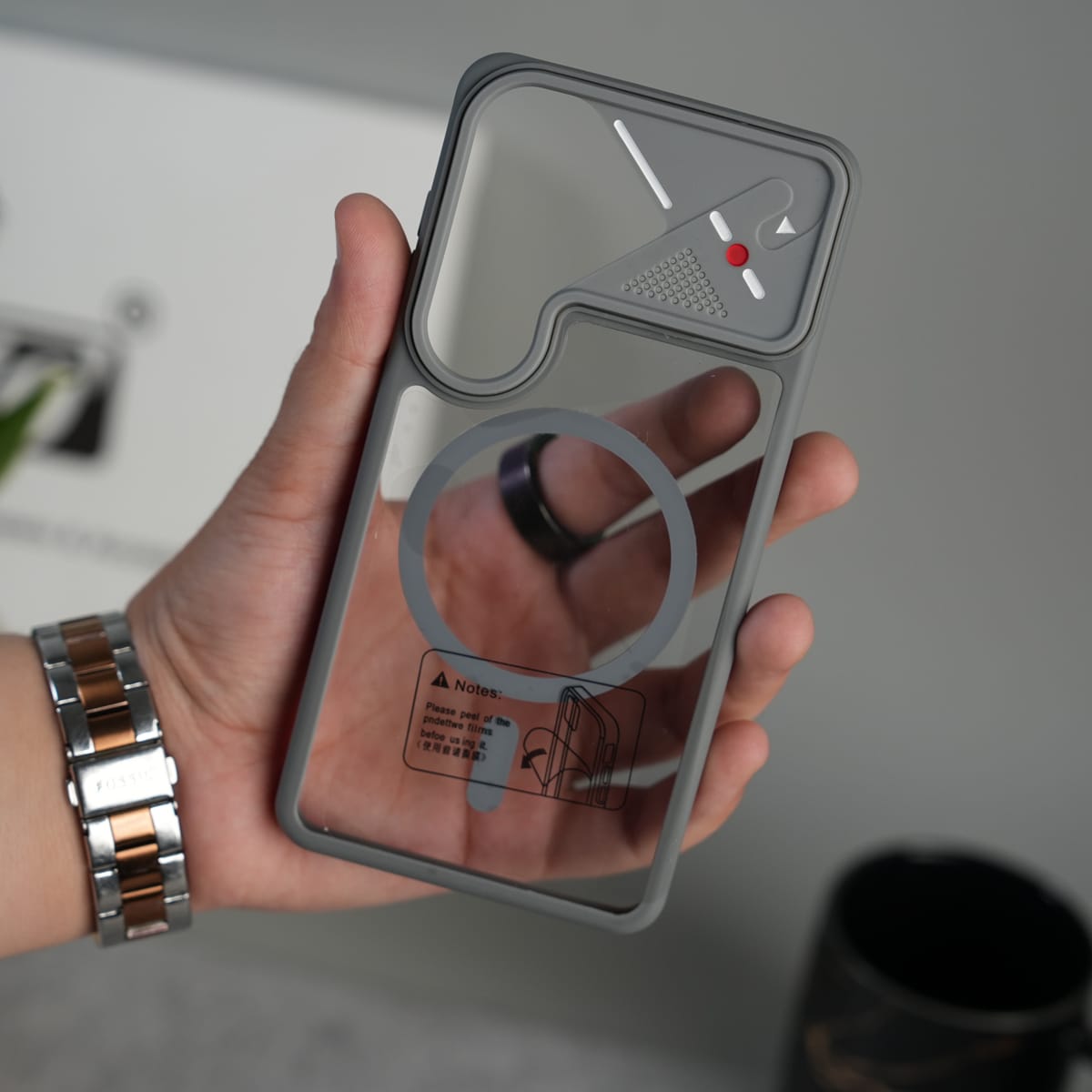 Galaxy S26 Transparent MagSafe Geometric Rubber Case