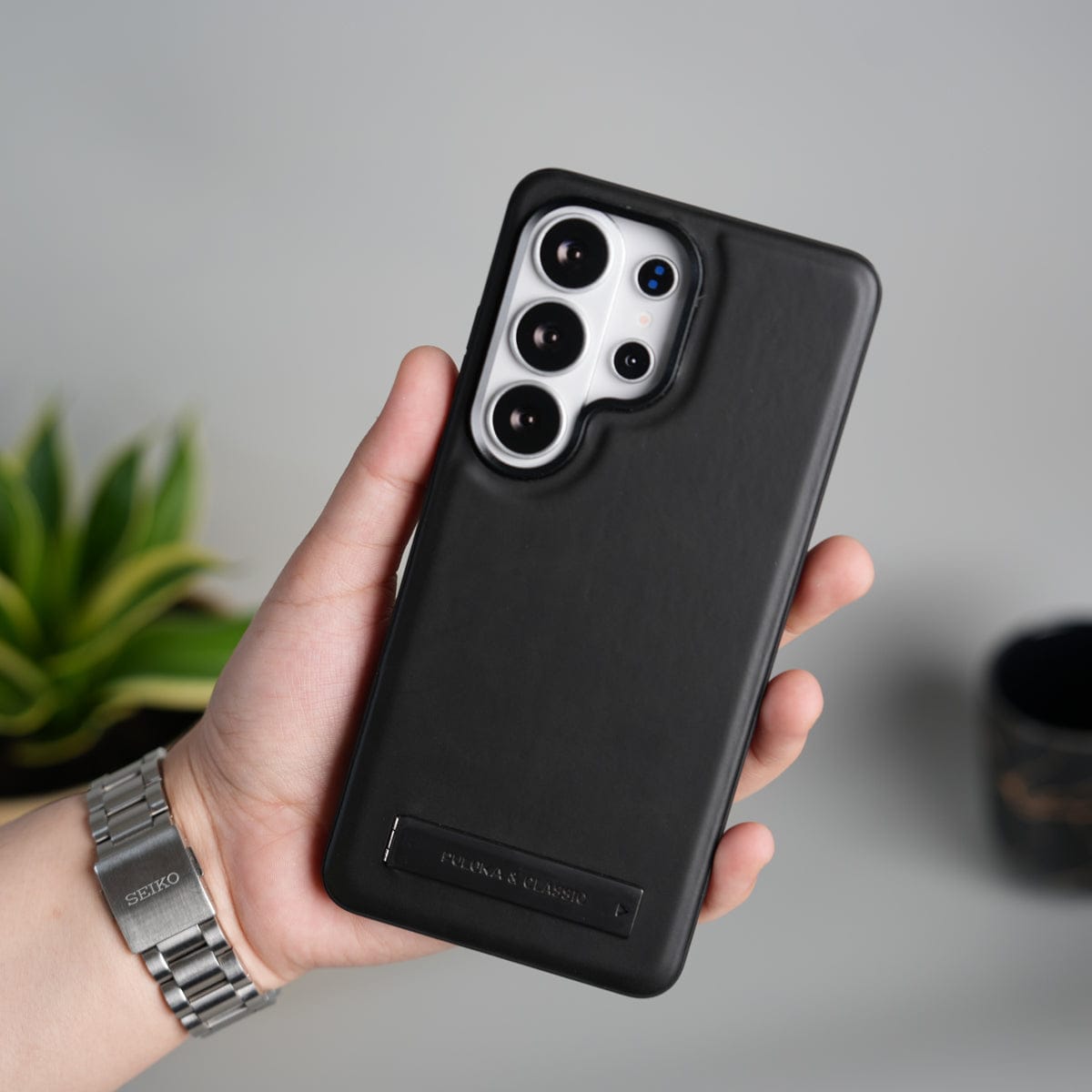 Galaxy S26 Ultra Full PU Leather Inbuilt Metal Stand Case Cover