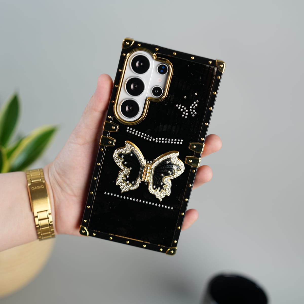 Galaxy S26 Ultra Luxury Butterfly Case | Trunk Frame Cover with 3D Butterfly | Premium Limited Edition Design