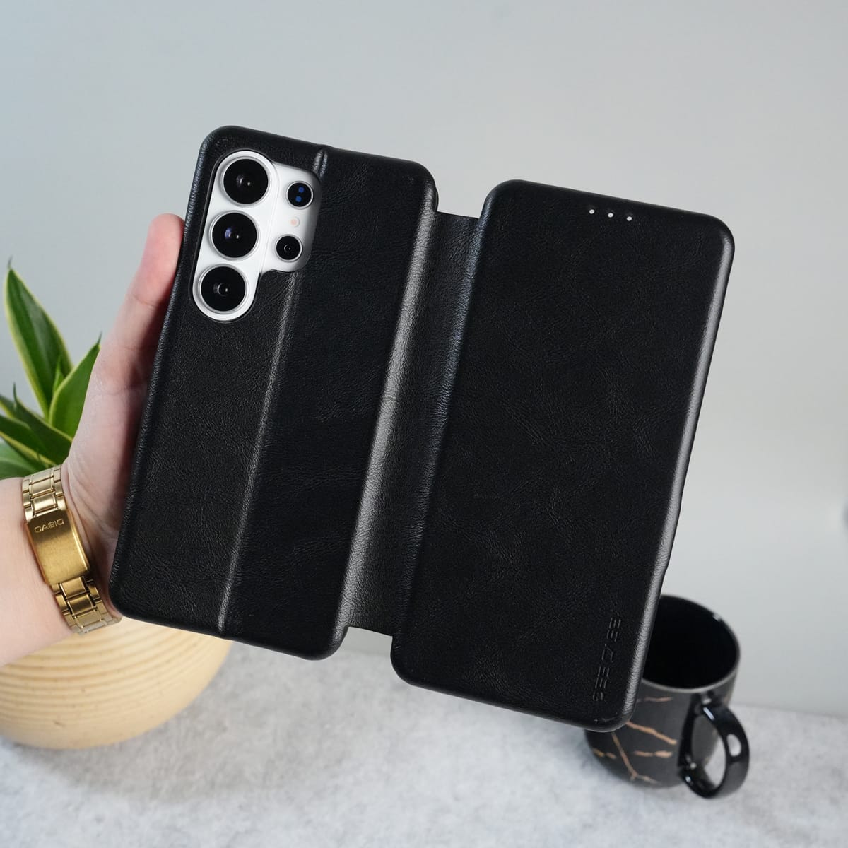 Samsung Galaxy S26 Ultra PU Leather Flip Card Slot Soft Magnetic Closure Case Cover