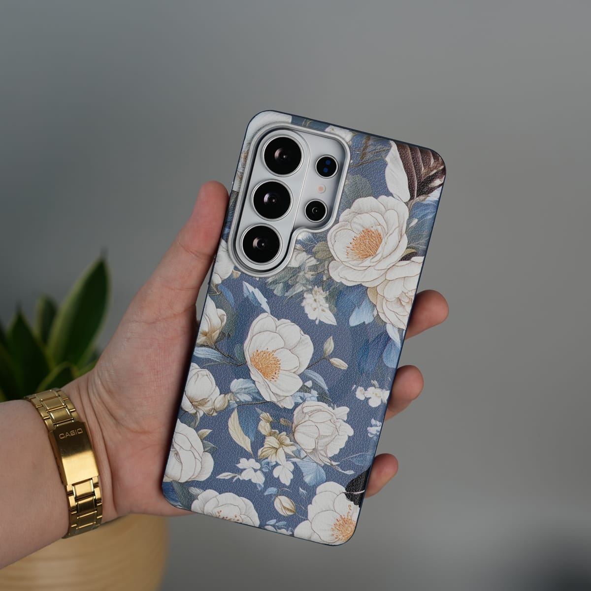 Galaxy S26 Ultra Premium Floral Leather MagSafe Case Back Cover