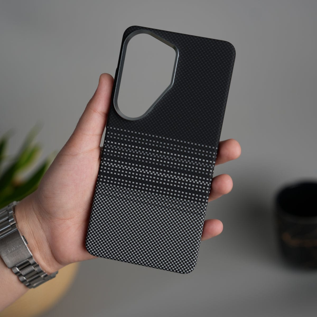 Galaxy S26 Ultra Carbon Fiber Texture Design Hard Pc MagSafe Case Cover BlackGrayLine Design