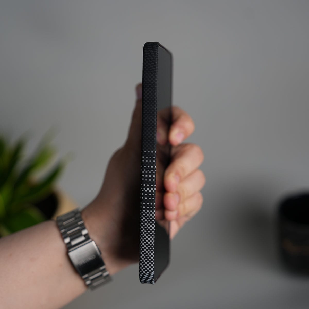 Galaxy S26 Ultra Carbon Fiber Texture Design Hard Pc MagSafe Case Cover BlackGrayLine Design