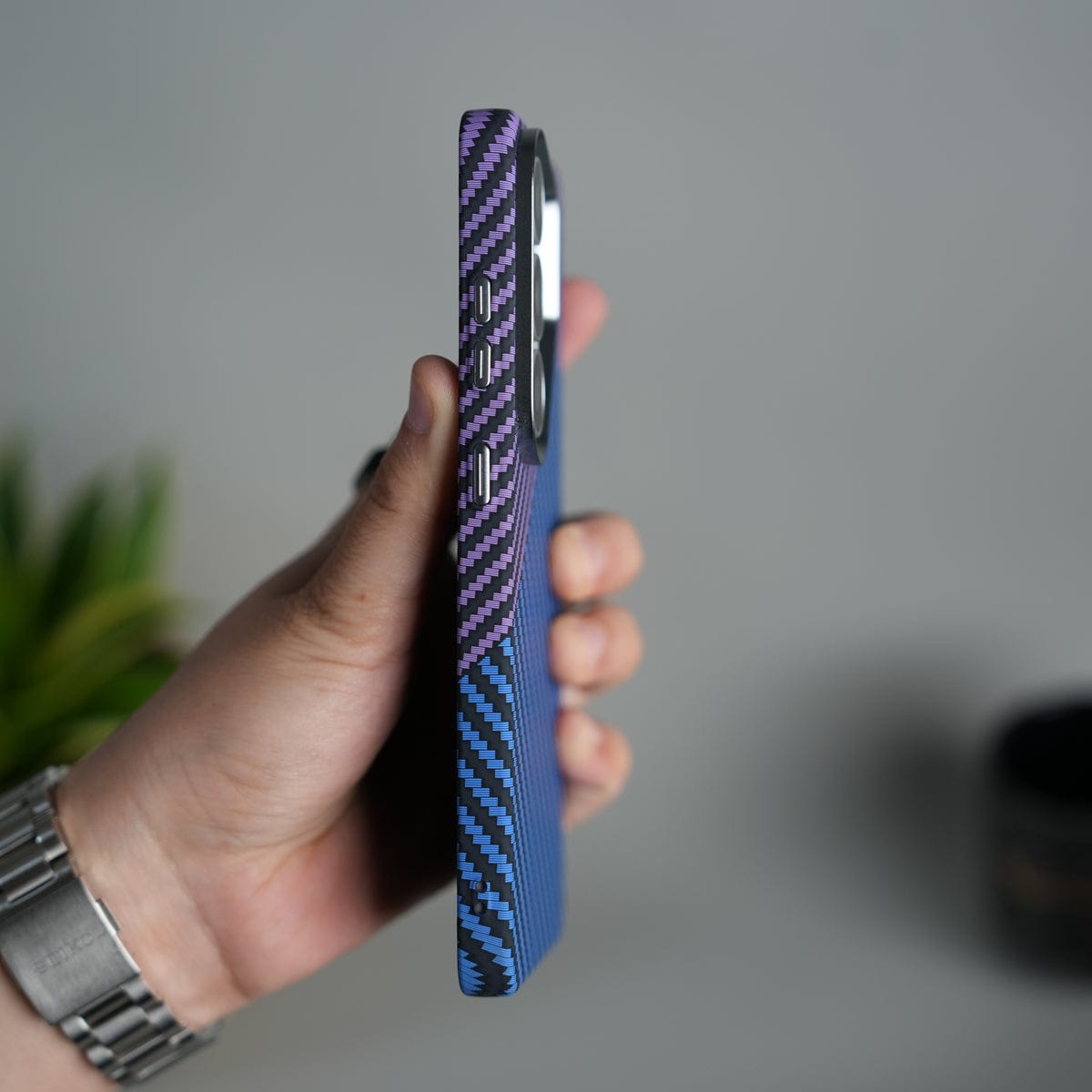 Galaxy S26 Ultra Carbon Fiber Texture Design Hard Pc MagSafe Case Cover BluePurple Design