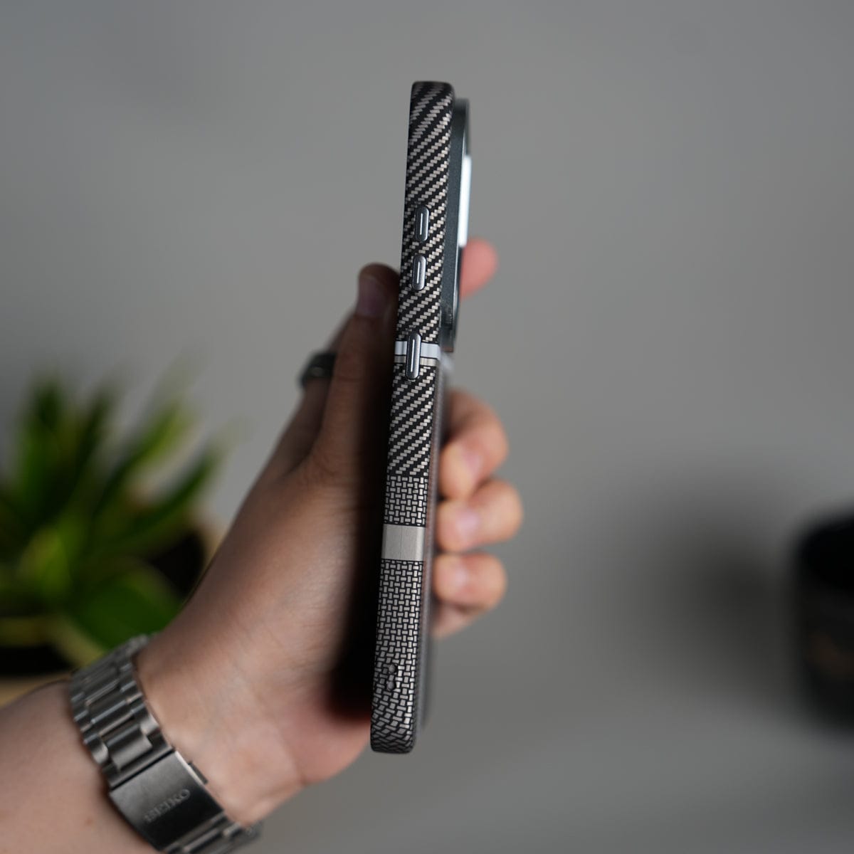Galaxy S26 Ultra Carbon Fiber Texture Design Hard Pc MagSafe Case Cover SilverMixLine Design
