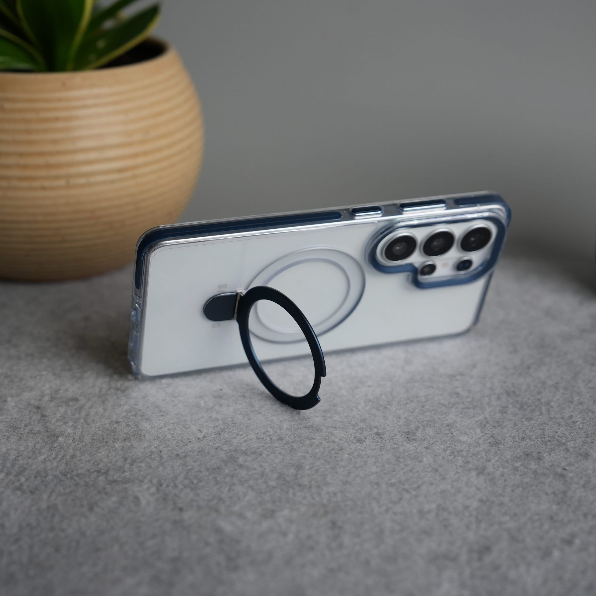 Galaxy S26 Ultra Clear MagSafe Kickstand Case | Transparent Shockproof Slim Cover with Metal Ring Stand