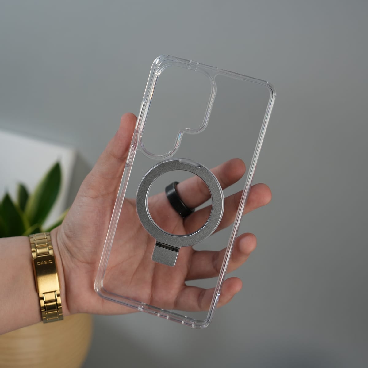 Galaxy S25 Ultra Crystal Clear Kickstand Case | Invisible Power