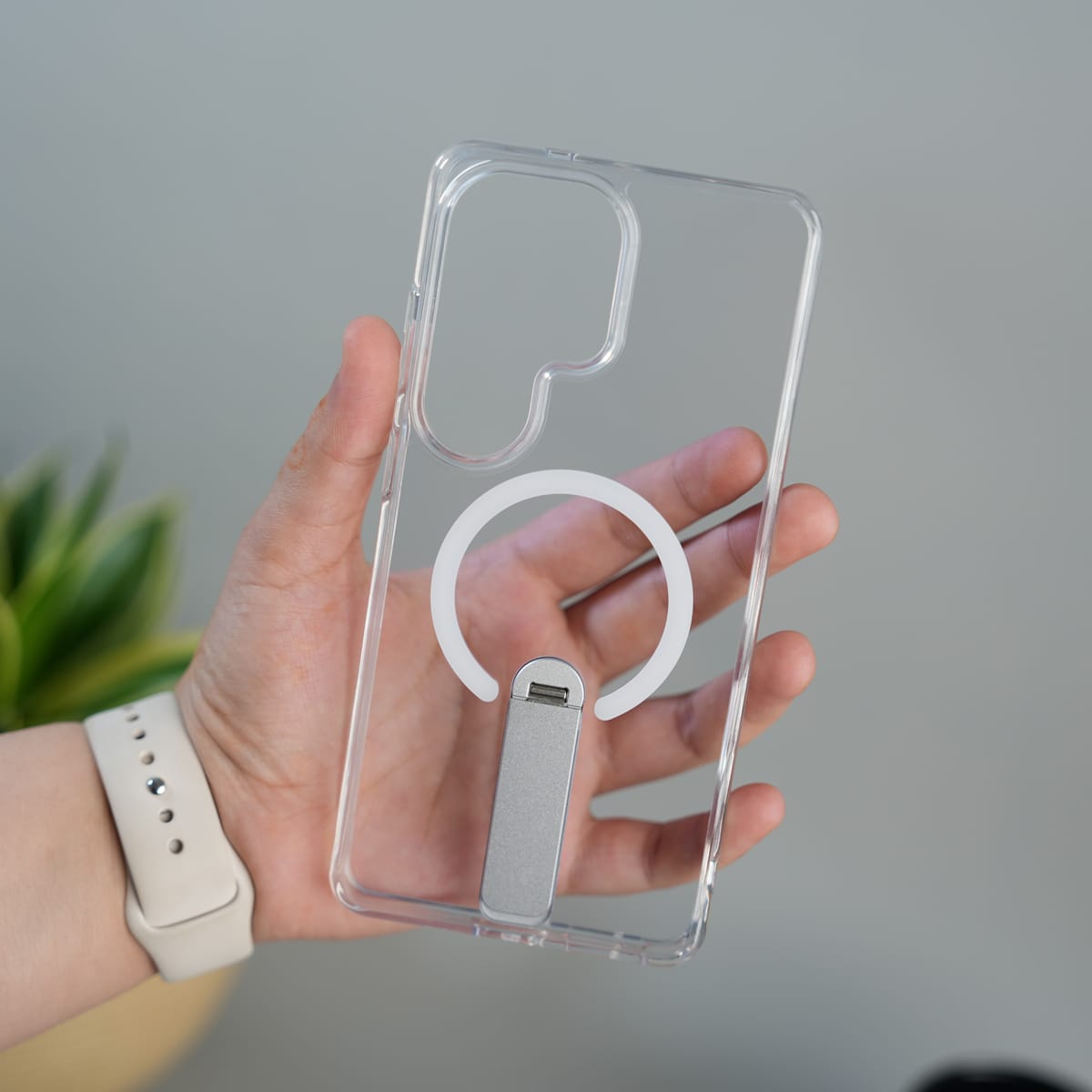 Galaxy S25 Ultra FlexStand Clear MagSafe Kickstand Case | Slim Foldable Stand Transparent Cover
