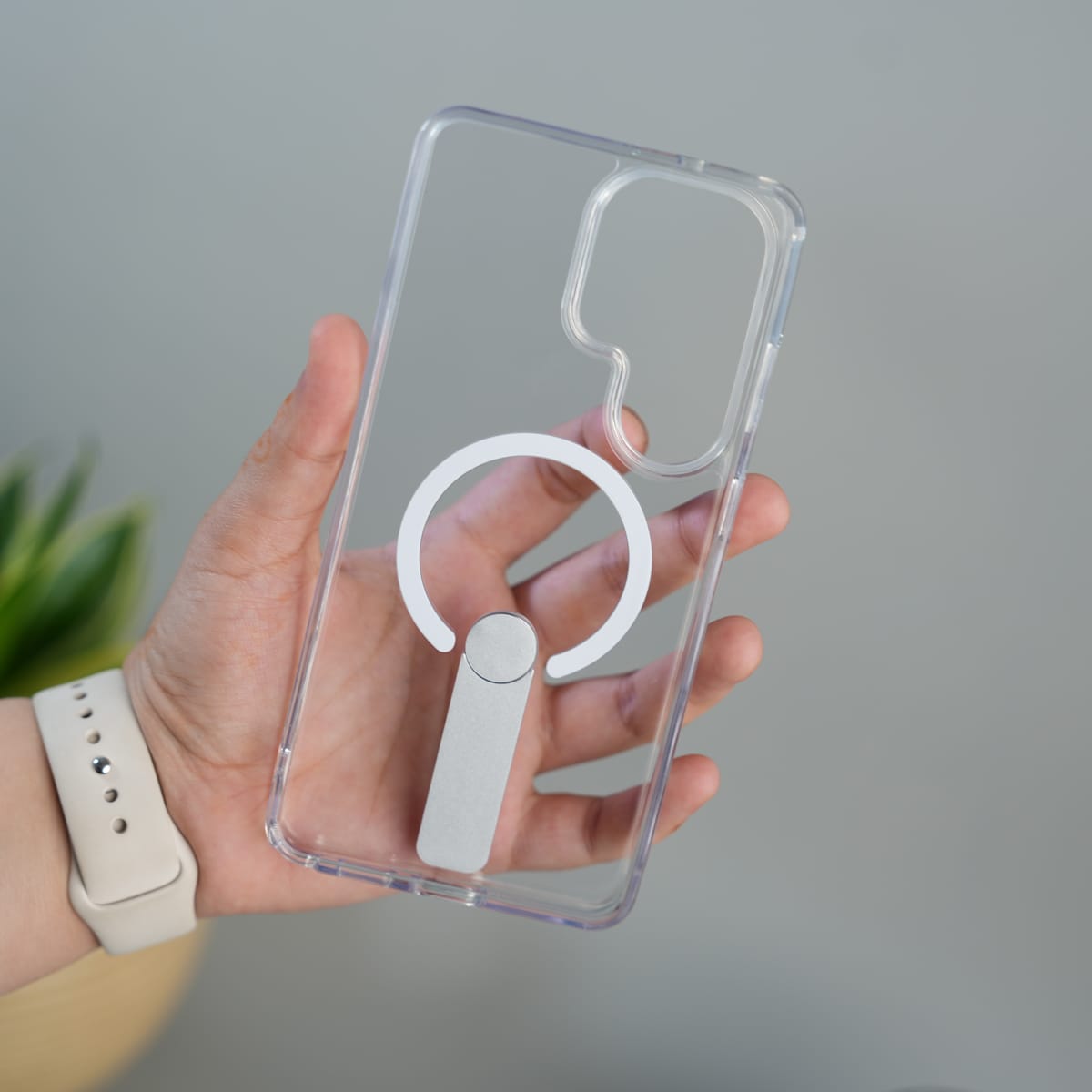 Galaxy S24 Ultra FlexStand Clear MagSafe Kickstand Case | Slim Foldable Stand Transparent Cover