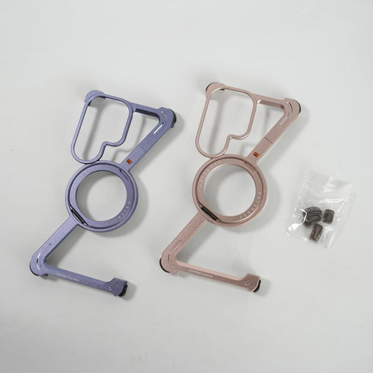 Galaxy S26 Ultra Frameless Z Shape Metal Case with Rotating Stand