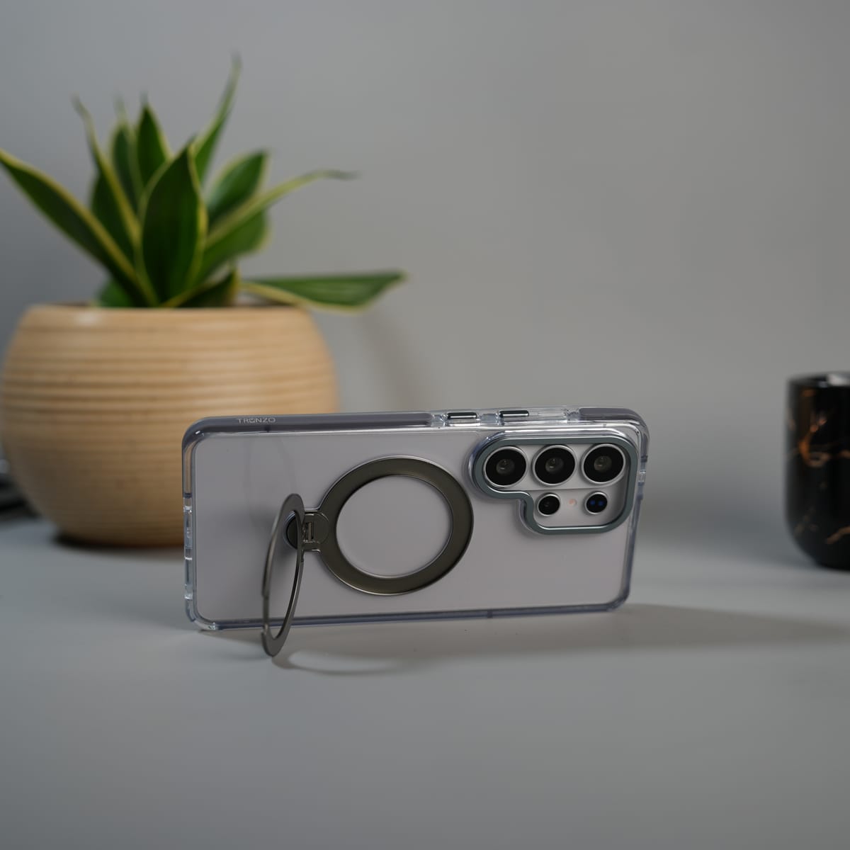 Galaxy S26 Ultra GripRing MagSafe Clear Case with Built-in Stand | Transparent Shockproof Cover