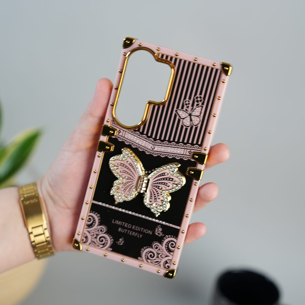 Galaxy S26 Ultra Luxury Butterfly Case | Trunk Frame Cover with 3D Butterfly | Premium Limited Edition Design