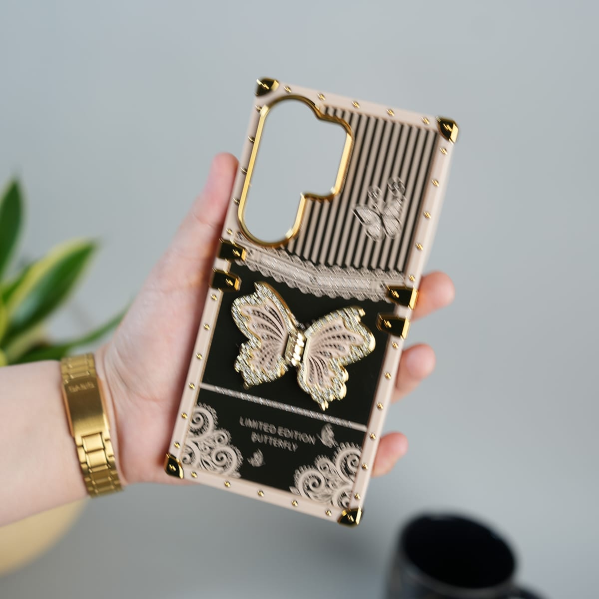 Galaxy S26 Ultra Luxury Butterfly Case | Trunk Frame Cover with 3D Butterfly | Premium Limited Edition Design